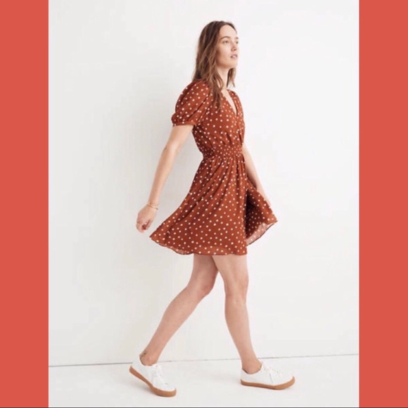 Madewell Dresses & Skirts - Madewell Smocked Waist Mini Dress in Inkspot Dots